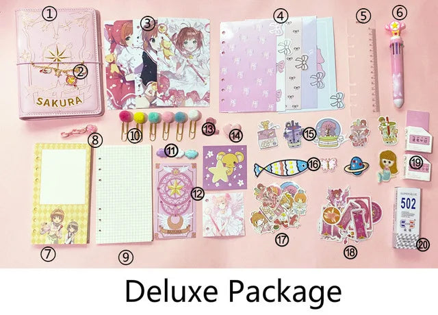 Caderneta Cardcaptor Sakura, Diário e Planner com Espiral Rosa e Acessórios