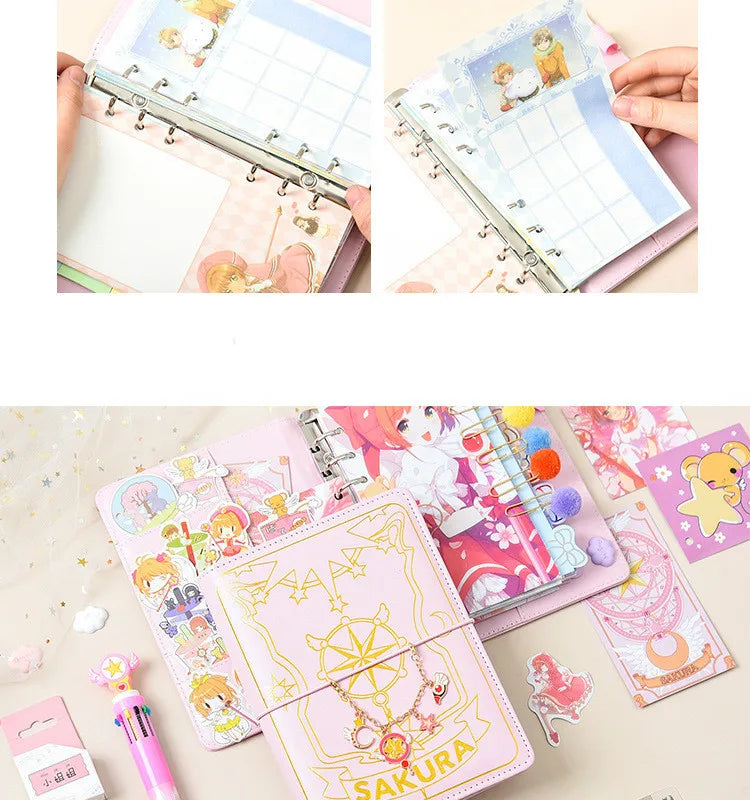 Caderneta Cardcaptor Sakura, Diário e Planner com Espiral Rosa e Acessórios