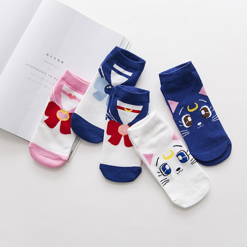 Kit 5 Meias Curtas Sailor Moon