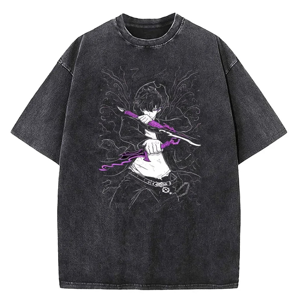 Camisa Vintage Pure God, Solo Leveling