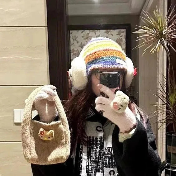 Luva Hello Kitty Plushie, Inverno Kawaii