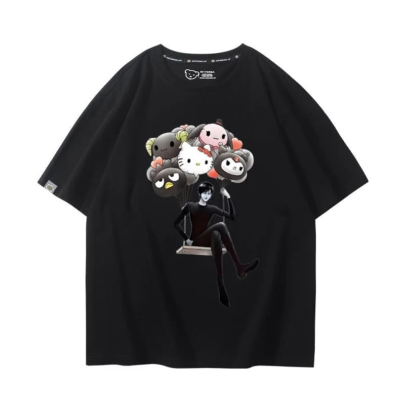 Camiseta Hello Kitty x Tomie Kawakami – Estilo Sanrio Meets Junji Ito