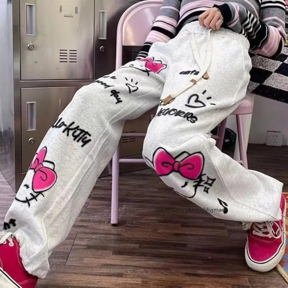 Calça Moletom Hello Kitty Graffiti Y2K