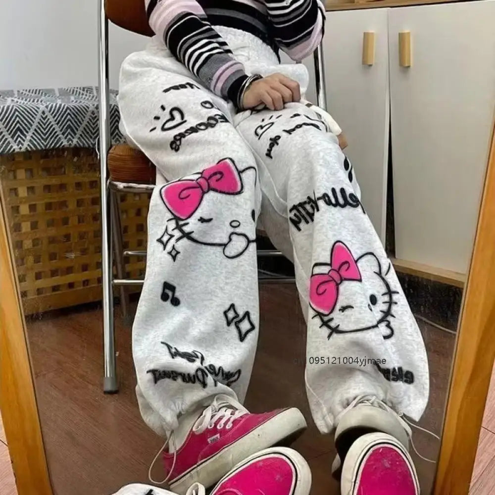 Calça Moletom Hello Kitty Graffiti Y2K