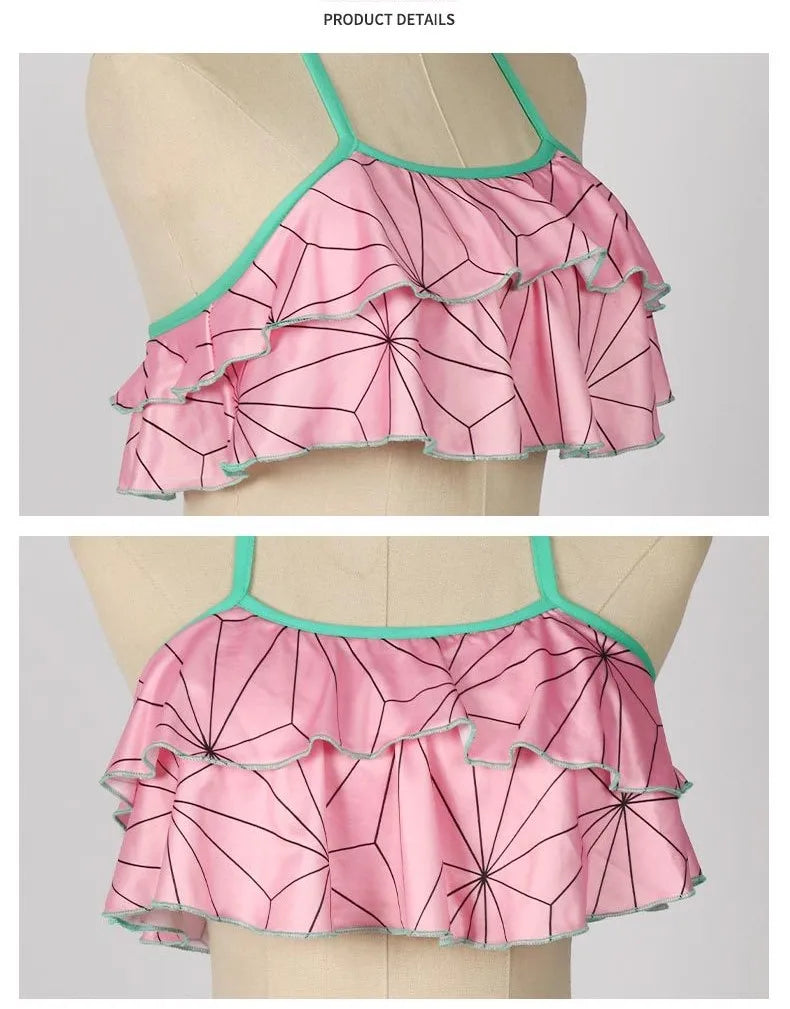 Biquíni Infantil Waves, Demon Slayer + Chaveiro (Brinde)