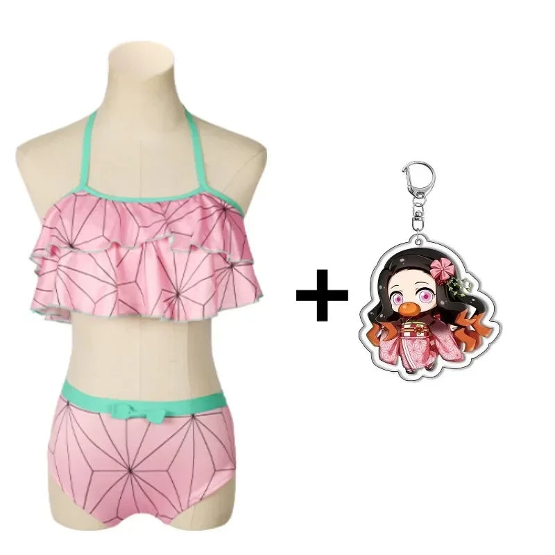 Biquíni Infantil Waves, Demon Slayer + Chaveiro (Brinde)
