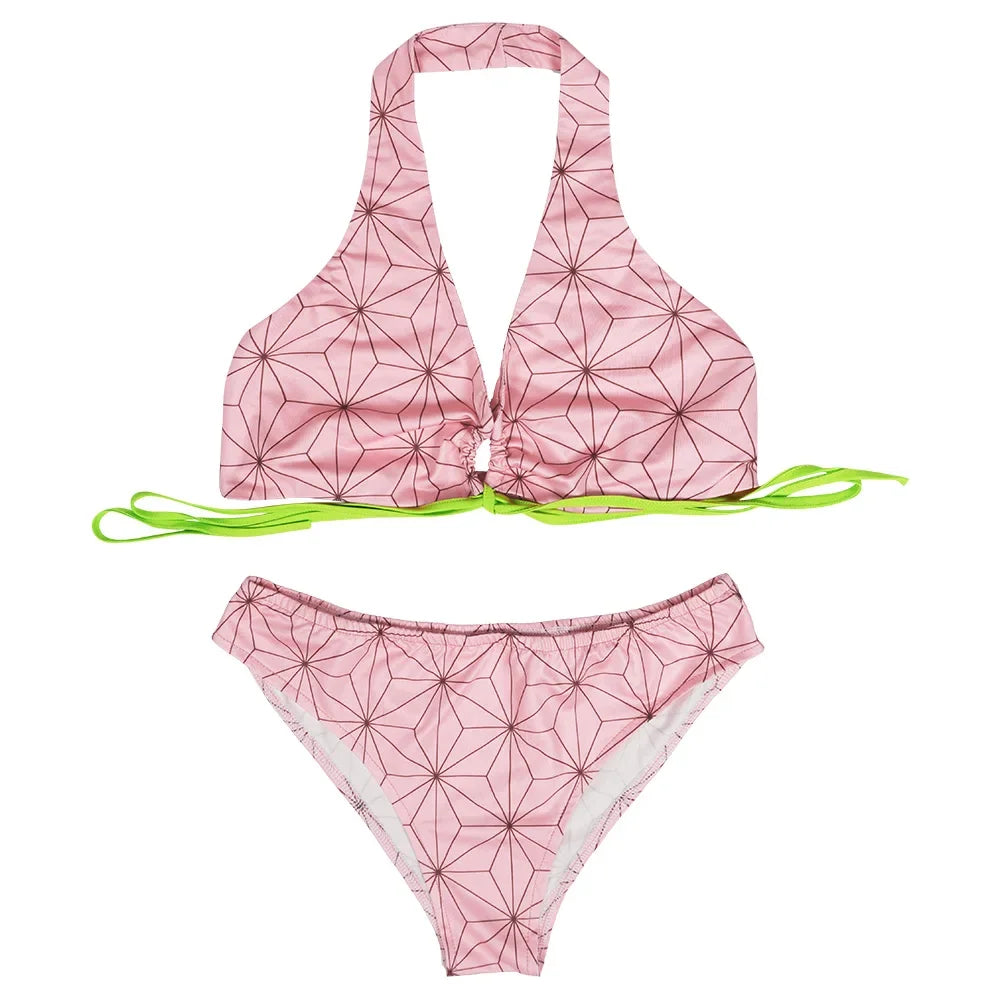 Traje de Banho Biquíni Cosplay Demon Slayer