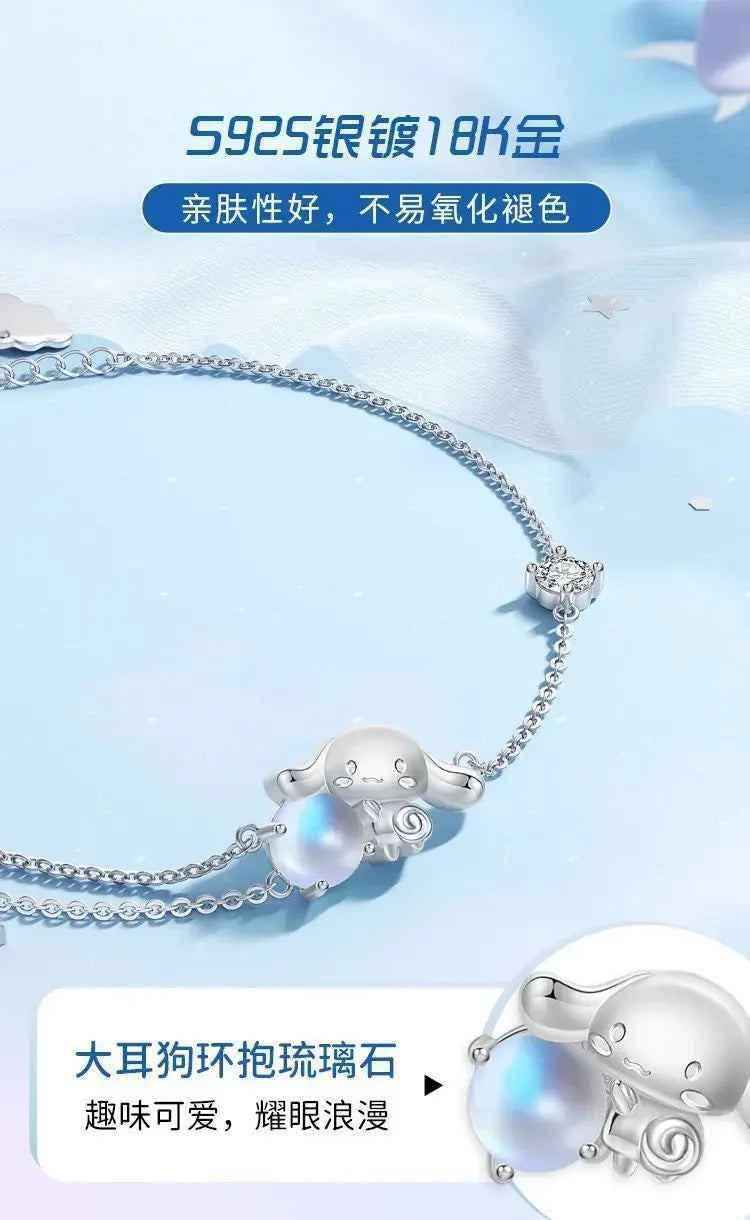 Pulseira Bracelete Prata 925 Cinnamoroll Kawaii