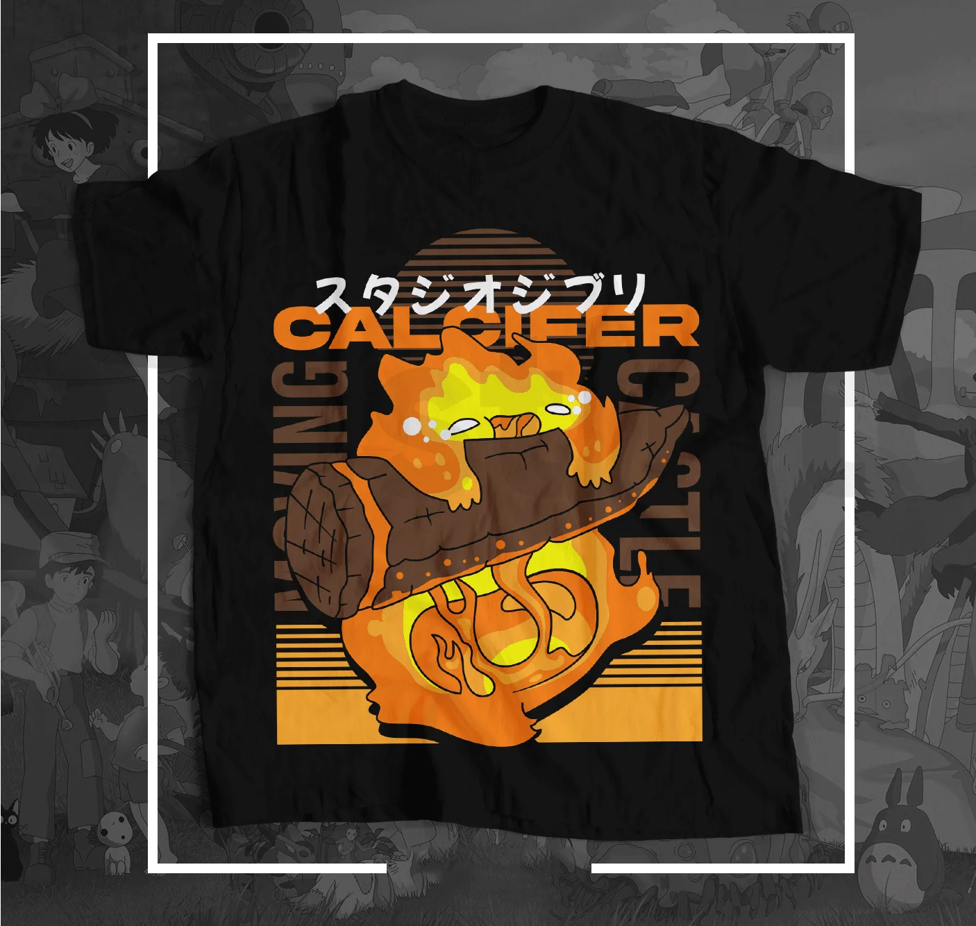 Camiseta Calcifer Flame Retro, Ghibli