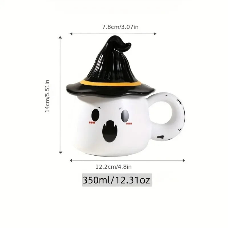 Caneca Fantasminha de Halloween com Chapéu