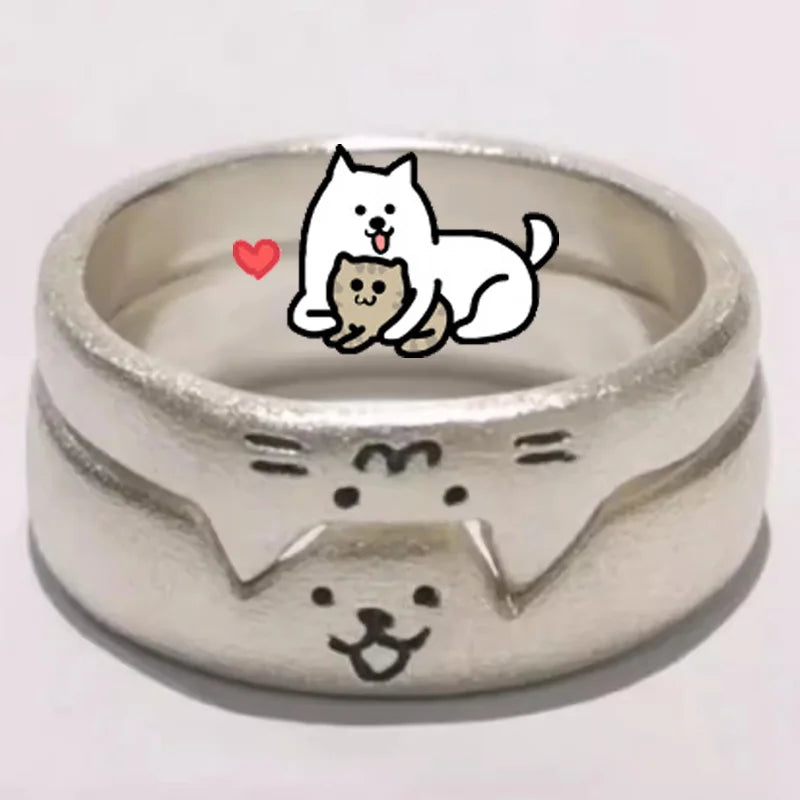 Anel Casal Gato & Cachorro