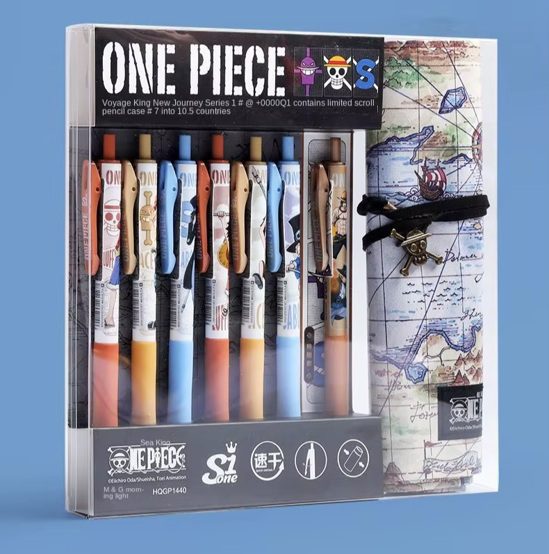 Kit de Canetas e Estojo Mapa do Tesouro, One Piece Rolo Exclusivo