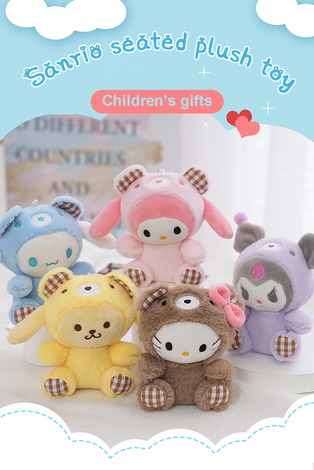 Chaveiro Pelúcia Fofinha Hello Kitty e Amigos