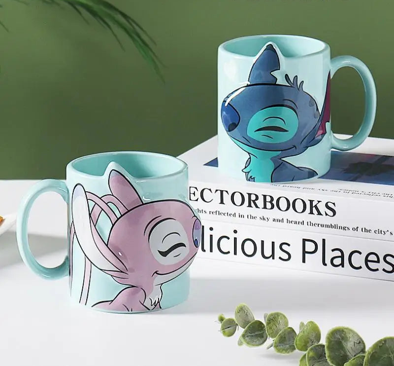 Caneca Casal Stitch & Angel, Edição Limitada 3D