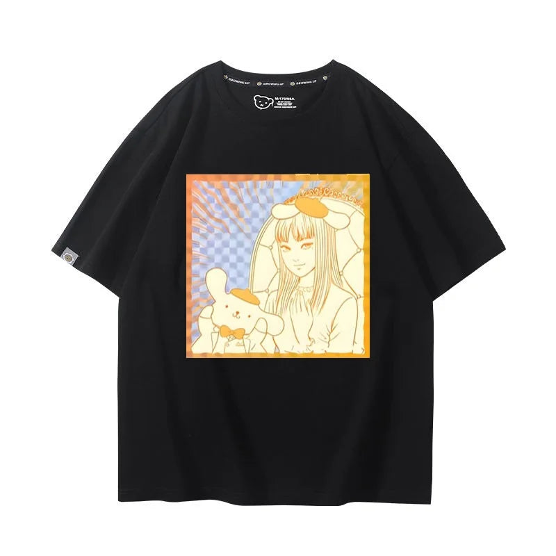 Camiseta Hello Kitty x Tomie Kawakami – Estilo Sanrio Meets Junji Ito