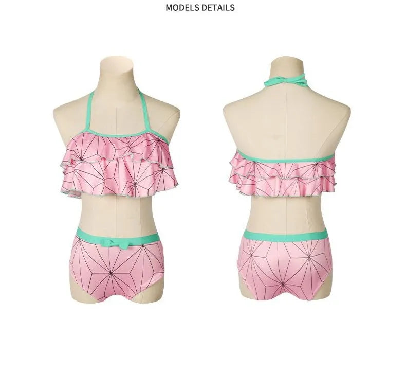 Biquíni Infantil Waves, Demon Slayer + Chaveiro (Brinde)