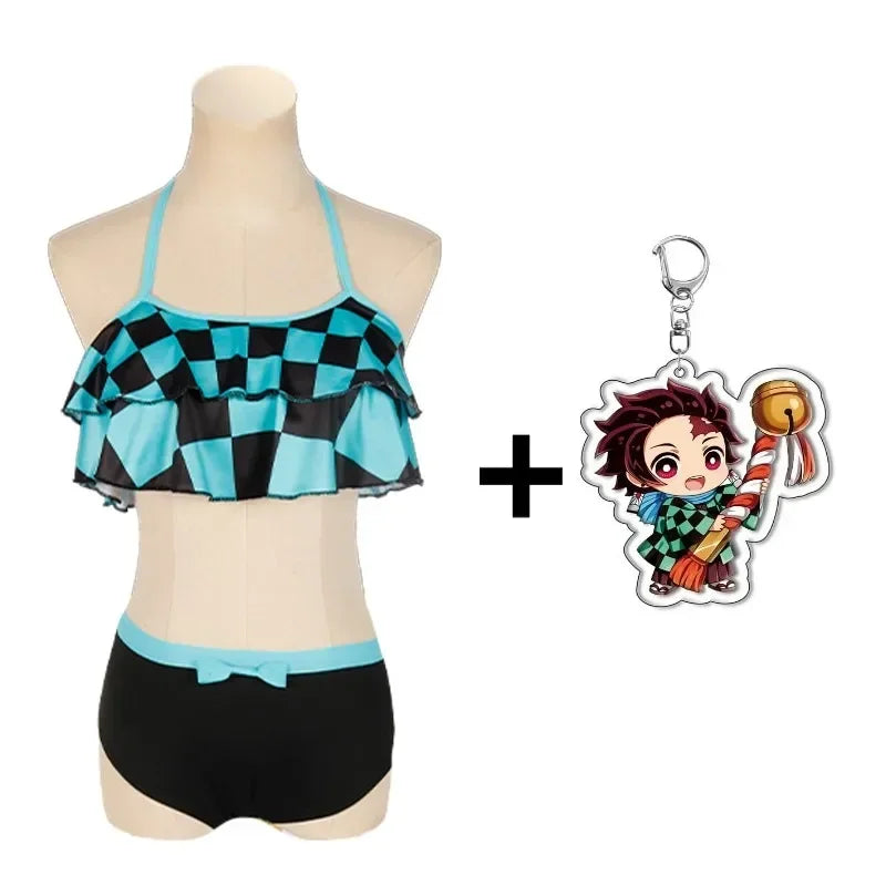 Biquíni Infantil Waves, Demon Slayer + Chaveiro (Brinde)