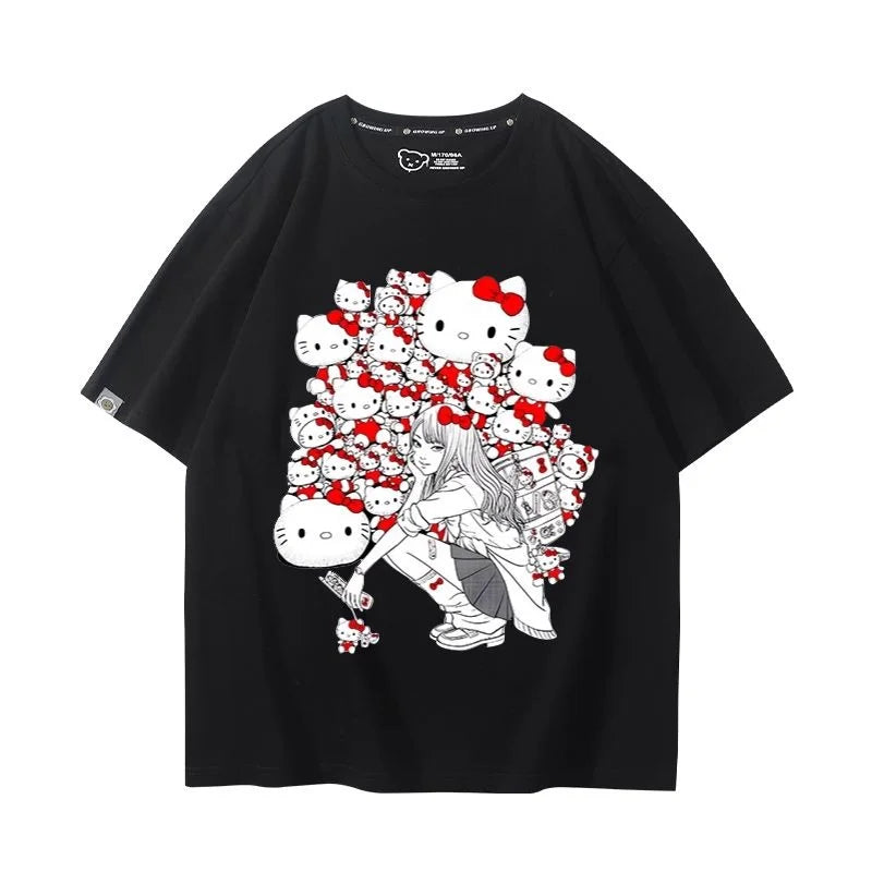 Camiseta Hello Kitty x Tomie Kawakami – Estilo Sanrio Meets Junji Ito