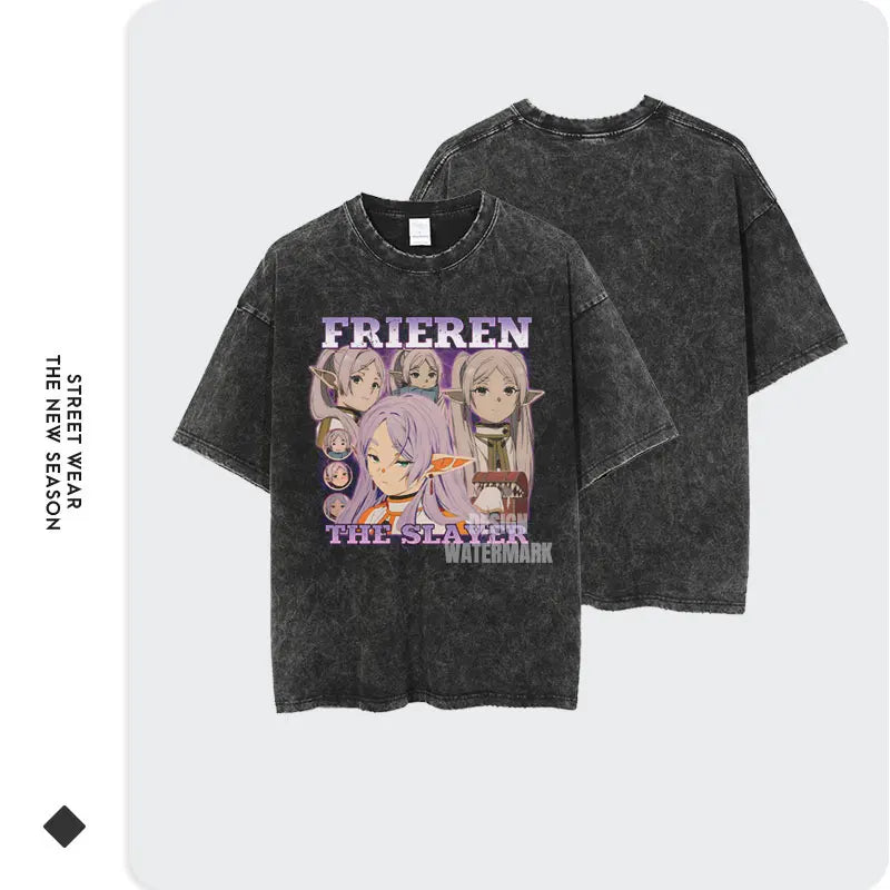 Camiseta Oversized Frieren The Slayer, Edição Vintage