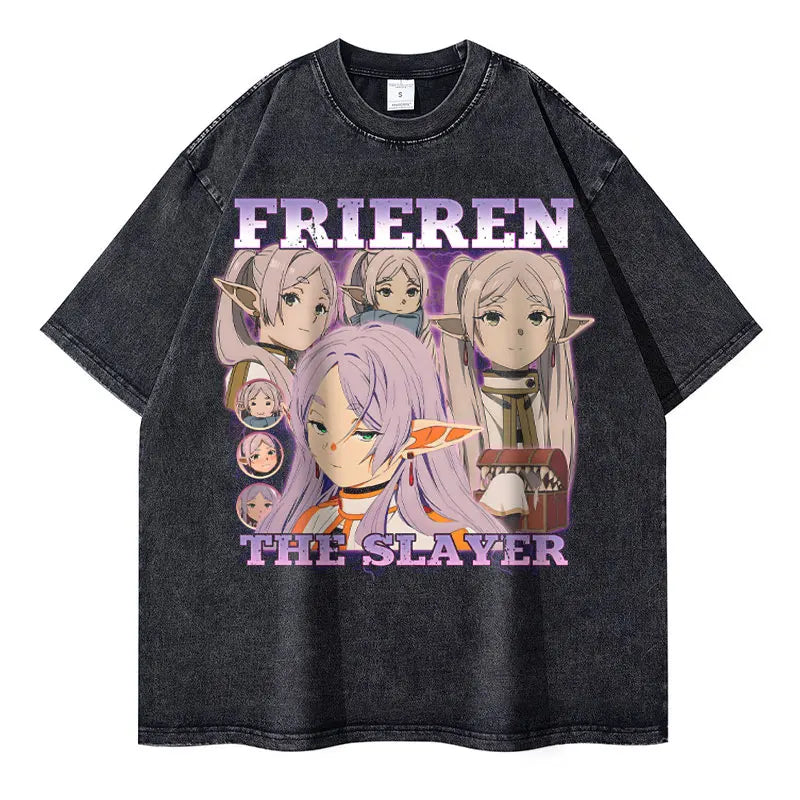 Camiseta Oversized Frieren The Slayer, Edição Vintage