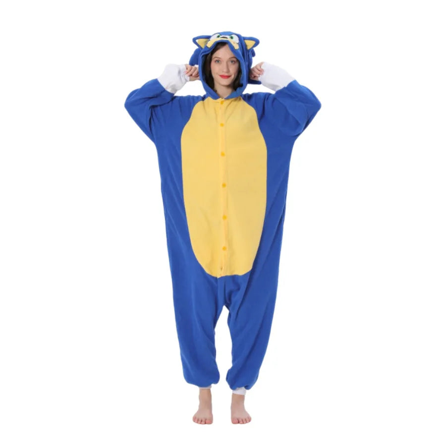 Pijama Cosplay Adulto e Infantil Sonic Kigurumi