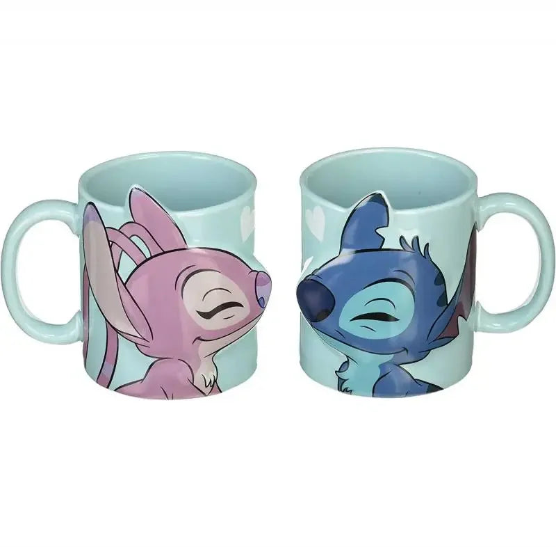 Caneca Casal Stitch & Angel, Edição Limitada 3D