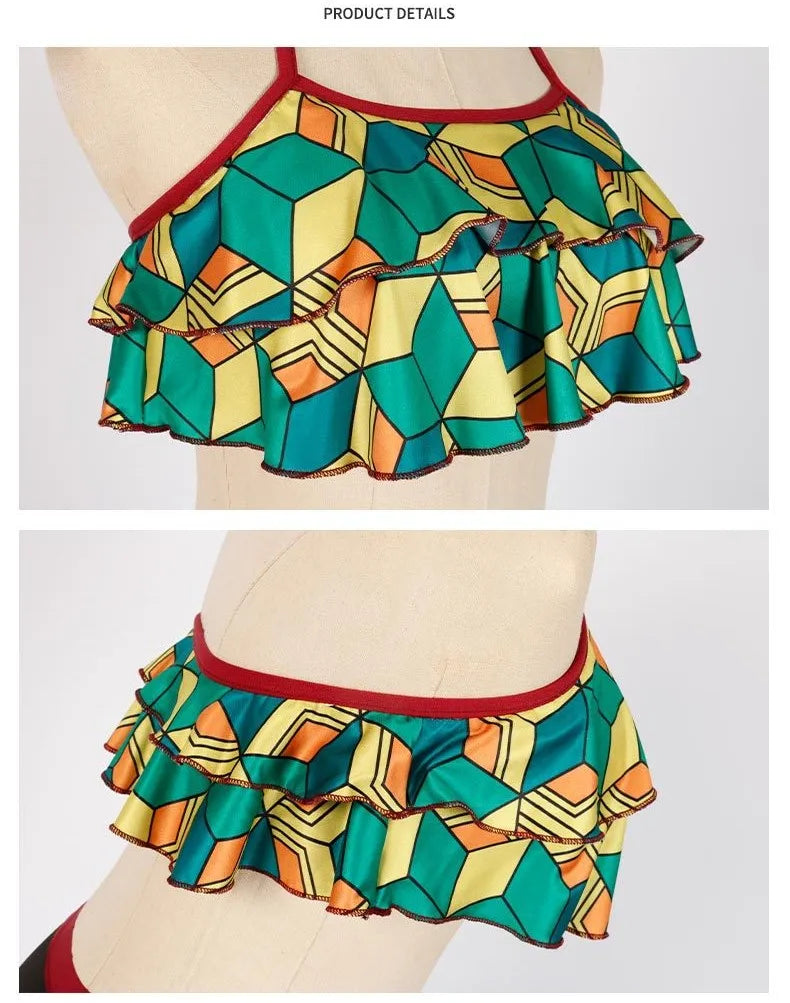 Biquíni Infantil Waves, Demon Slayer + Chaveiro (Brinde)